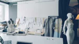 Fashion designer's studio workspace