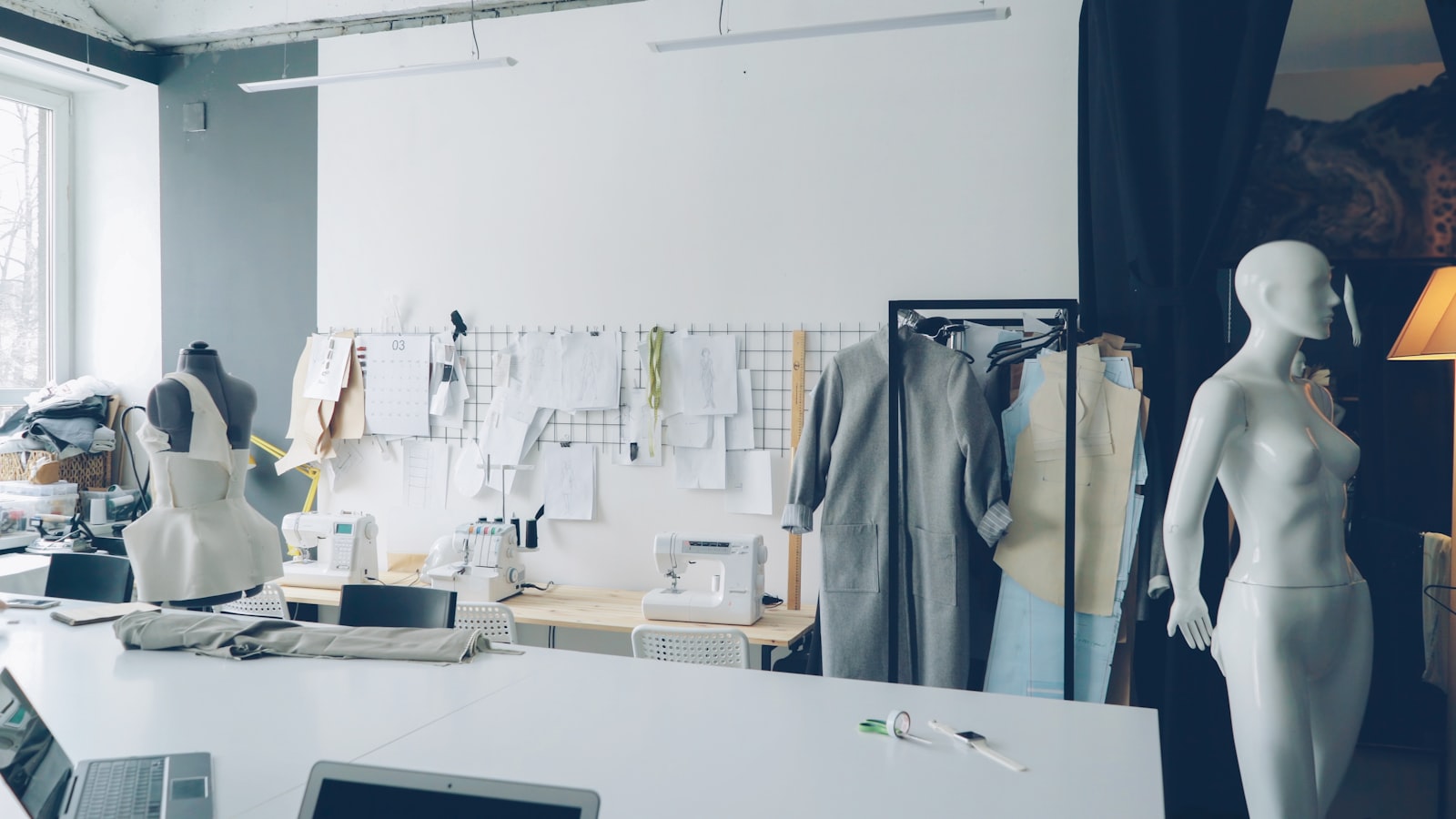 Fashion designer's studio workspace