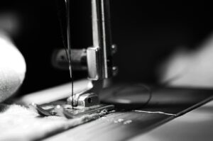 Close-up of a domestic sewing machine
