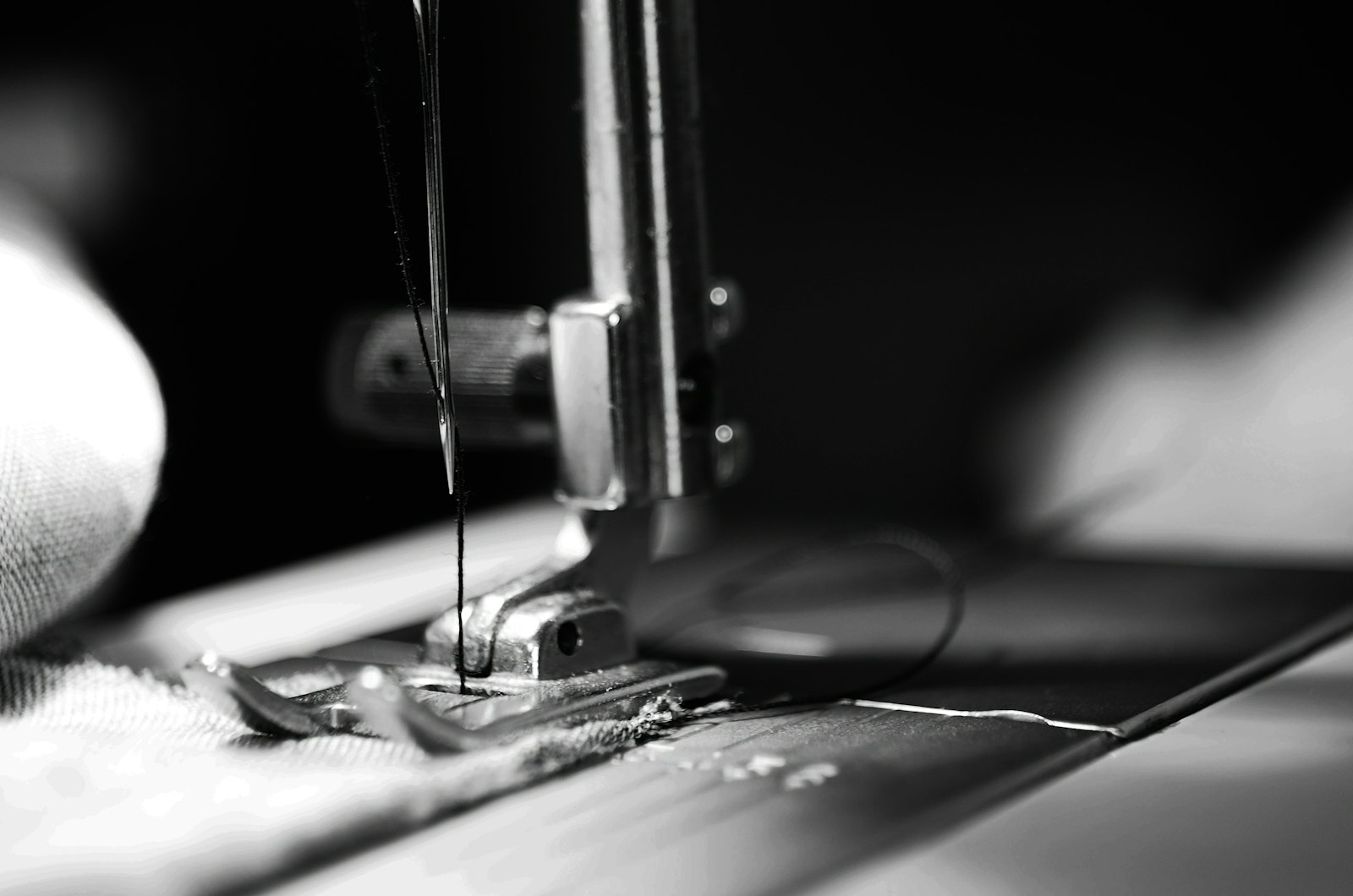 Close-up of a domestic sewing machine